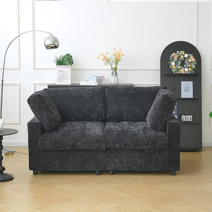JACH 67" Love Seat Sectional Couches for Living Room, Deep Seat Modular Sofa, Cloud Sectional Couch, Sofa Covers Washable, Minimalist Modern Couch for Living Room, Apartment, Black