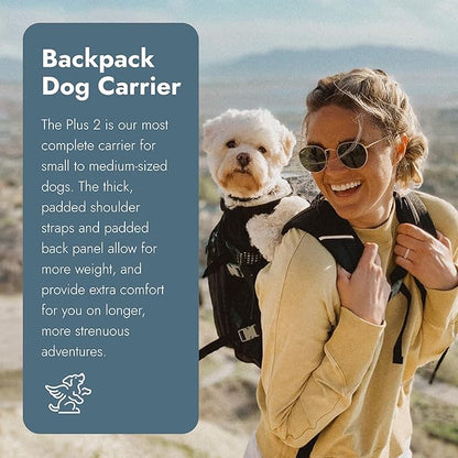 K9 Sport Sack Plus 2 - Large, Jet Black - Ideal for Dogs 20-22” Long - Adjustable, Backpack-Style Carrier with Multi-Functional Storage Pack, Thick Shoulder Straps & Padded Back Panel