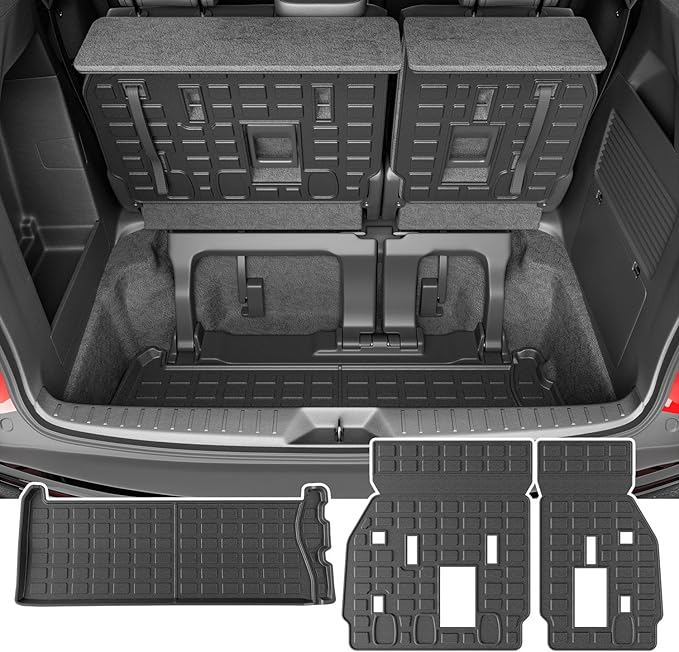 powoq 7&8 Seats Cargo Mat Compatible with 2021-2026 Toyota Sienna Trunk Mat Cargo Liner TPE Backrest Mat Trunk Liner Replacement for 2021-2026 Toyota Sienna Accessories (Trunk Mat+Backrest Mat)