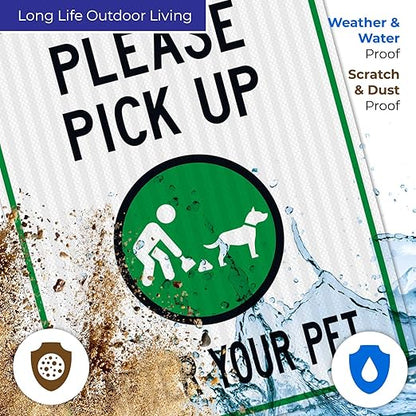 Clean Up After Your Dog Sign, Please Pick Up After Your Pet Sign, 24x30 Inches, 3M EGP Reflective .080 Aluminum, Fade Resistant, Indoor/Outdoor Use, Made in USA
