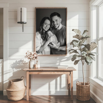 MRC Wood Products Custom Printed Portrait – Personalized Photo Artwork on Canvas Textured Board – 4 Size Options & 2 Frame Choices