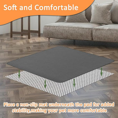 Bunlitent Washable Pee Pads for Dogs, 48'' x 48'', 3 Packs, Grey, Quick-Dry | Non-Slip, Waterproof, Fast Absorbent, For Incontinence, Housebreak, Crate, Whelping Pads, For Puppy, Senior Dog, Incontinence