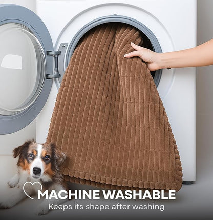 Dog Bed for Car Back Seat Extender - Non-Slip Backseat Cushion for Dogs - Travel Plush Pet Mat Topper for Cars, Trucks, SUVs - Machine Washable Pad Blanket - Brown, 54" x 24.8"