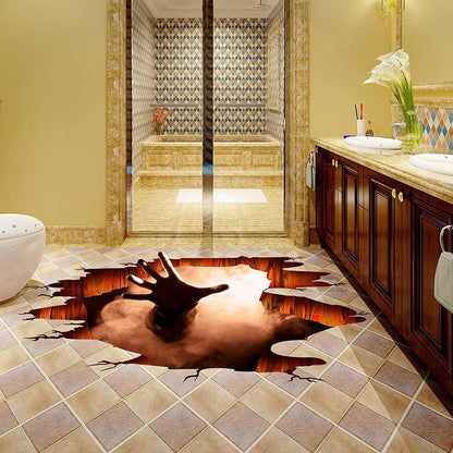 Scary Halloween Floor Decals 3D Stickers for Wall, Ghost Hand Scratching Art Decorations, Removable Vinyl Decor Posters for Bar Pub Spooky Party Supplies