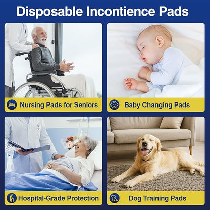 MKISS Bed Pads Disposable 36" x 36" (100 Counts), Large Incontinence Underpads Leakproof Quick Drying Max Absorbent Disposable Pee Pads for Elderly, Adults, Kids, Puppy Training