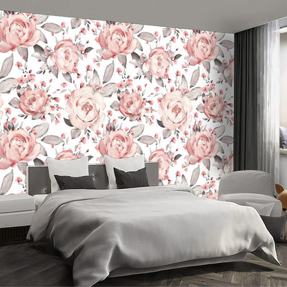 Pink Floral Wall murals Peel and Stick Flowers Wallpaper for Bedroom Living Room - 108"x157"