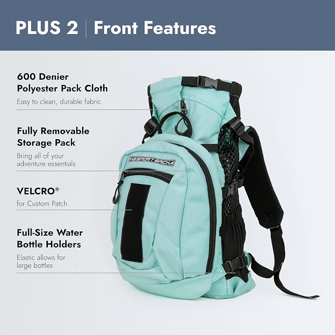 K9 Sport Sack Plus 2 - Large, Summer Mint - Ideal for Dogs 20-22” Long - Adjustable, Backpack-Style Carrier with Multi-Functional Storage Pack, Thick Shoulder Straps & Padded Back Panel