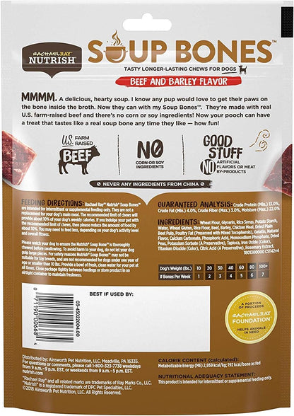 Rachael Ray Nutrish Dog Chews Soup Bones With Real Beef & Barley, 24 Dog Treats