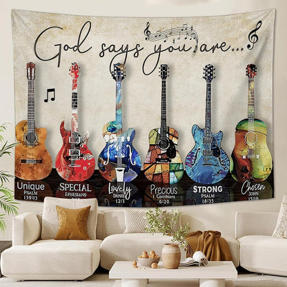 yowecso Musical Guitar Tapestry Rock Guitar Tapestry Wall Hanging for Bedroom Cool Rock Music Tapestries Aesthetic Wall Decor for Home Dorm Living Room 50"x60"