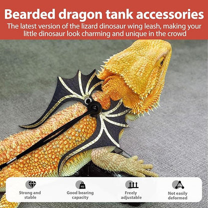 3 Sizes Bearded Dragon Harness and Leash Set with Dinosaur Wings – Adjustable Lizard Leash Harness for Reptiles,Bearded Dragons,Lizards, Geckos Tnkcter