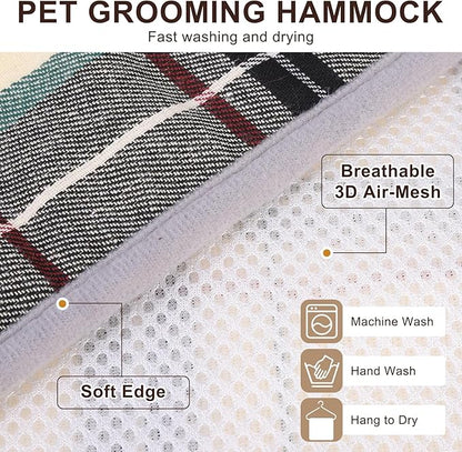 BEAUTYZOO Dog Grooming Hammock for Small Dogs Cat- Dog Sling for Nail Trimming/Clipping- Dog Hanging Harness Holder with Thick Fabric Neck Support & Strap Restraint Claw Care, Beige S