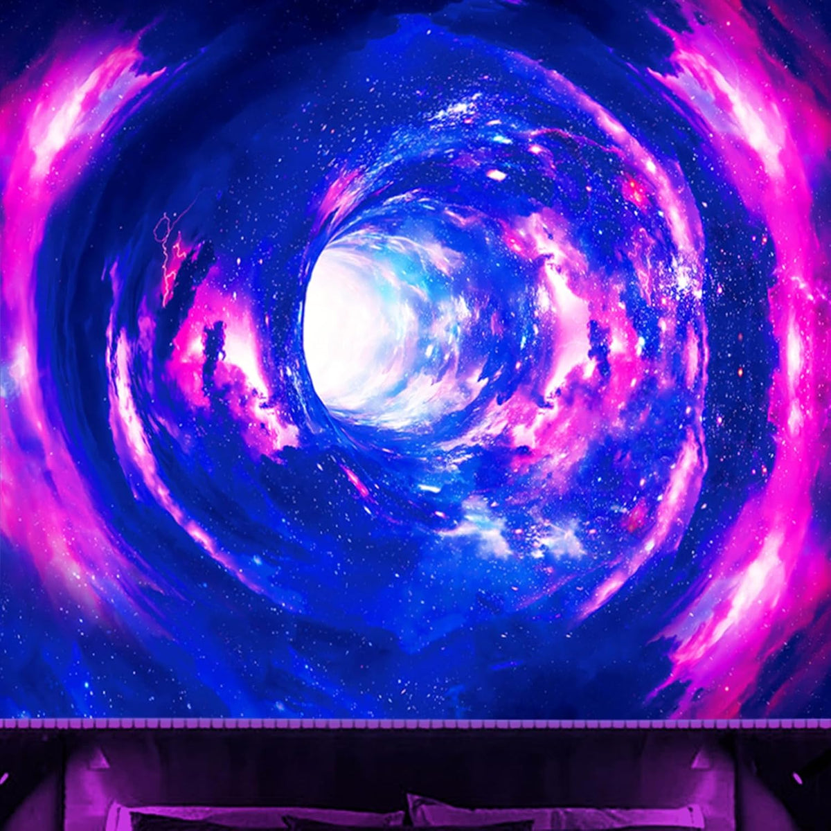 Atrippy Blacklight Galaxy 3D Tapestry for Bedroom, Glow in the Dark Space Room Decor Wall Hanging, UV Reactive Vortex Tapestries Backdrop Posters for Living Gamer Room Dorm Office 51x60 Inches