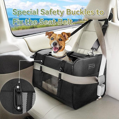 Petsfit Large Cat Carrier for Car Travel, Patented Seat Belt Buckle, 20 lb