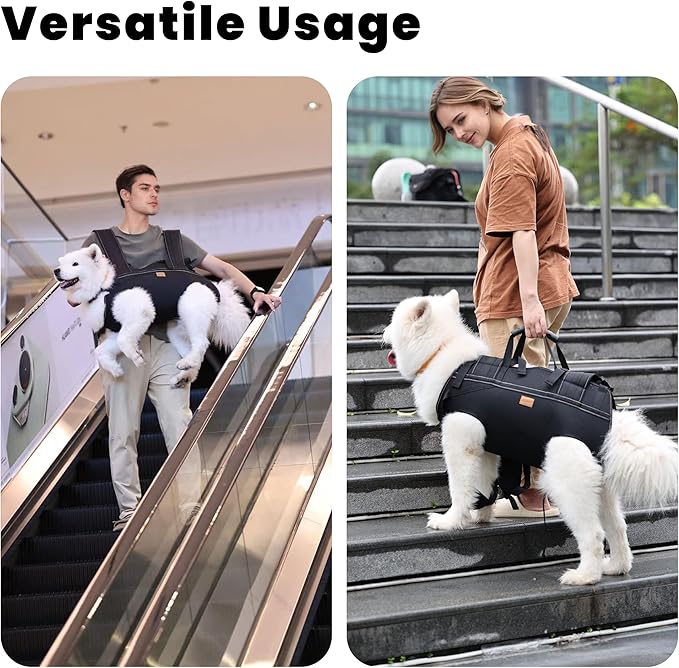 Dog Lift Harness Backpack Carrier for Large Dogs, Full Body Sling with Handle, Dog Harness for Joint Injuries, Arthritis, Ideal for Stairs, Elderly Dogs (X-Large 29-50LBS)