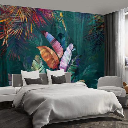 Colorful Banana Leaf Wall murals Peel and Stick Wallpaper for Bedroom Living Room - 96"x137"