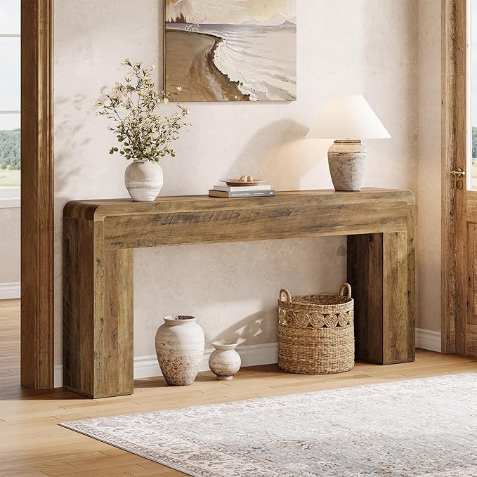 Tribesigns 70.9-Inch Extra Long Console Table, Rustic Wooden Sofa Table Behind Couch, Farmhouse Entryway Console for Living Room, Entryway, Hallway, Foyer (Brown)