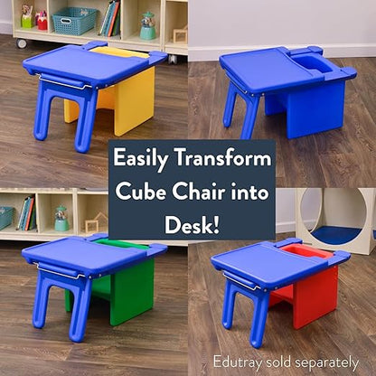 Children's Factory 3-in-1 Cube Chair for Kids, Flexible Seating Classroom Furniture, 1-Pack, Red