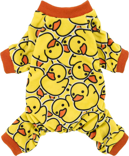 Fitwarm Funny Duck Dog Pajamas, Dog Winter Clothes for Small Dogs Girl, Lightweight Velvet Pet Jumpsuit, Cat Onesie, Yellow, XL