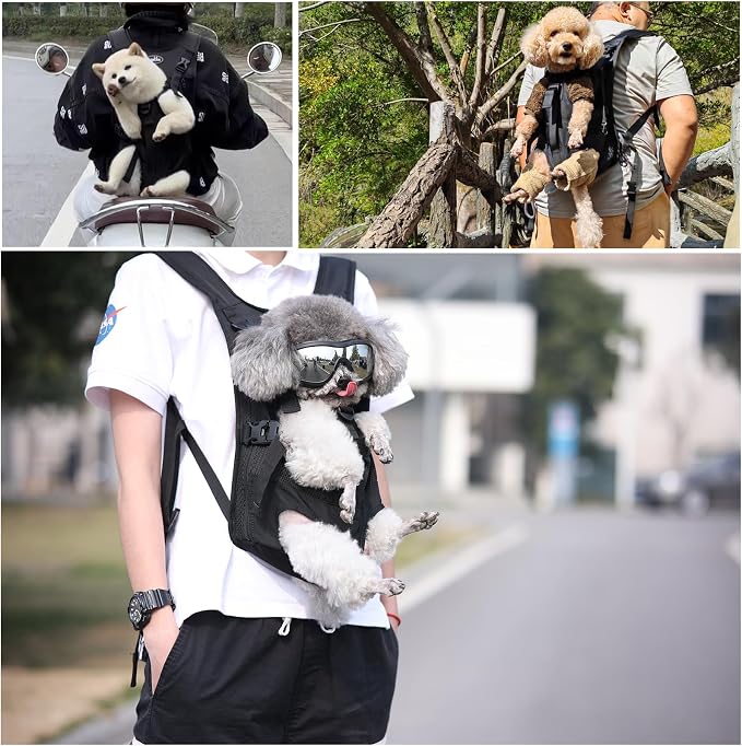 Wakytu Pet Front Dog Carrier Backpacks, Adjustable Dog Backpack Carrier, Comfortable Shoulder Straps, Soft Sponge Cushion, Designed to Fit Pets, S Size, 2-7LB