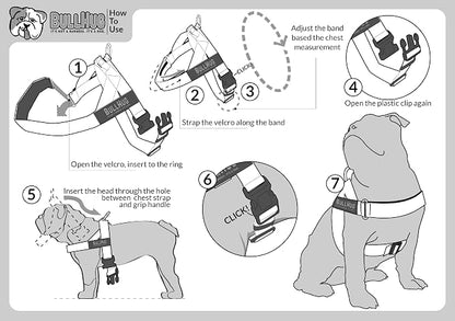 Adjustable Dog Harness– No Pull, No Choke – for English Bulldogs, French Bulldogs, Pugs & Broad-Chested Breeds – Easy, Safe Walks (Leopard, Large)