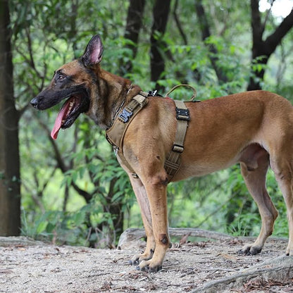 ICEFANG Dog Halter Harness with Metal Buckles,Dog Strap Vest X-Large Dogs | Control Handle,Summer-Cooling,Reflective,Front Hook,Adjustable,Soft Padded,No Pull,Brown,XLarge