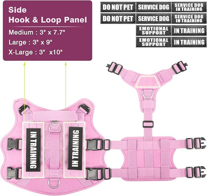 WINSEE Service Dog Vest Harness for Medium Dog, Tactical Working MOLLE Vest with 10 Pet Patches, No Pull Heavy Duty Harness for Training Walking