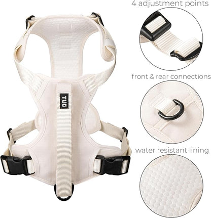 TUG Grab Dog Harness with Built-in Magnetic Traffic Leash (Medium/Cream) | Padded Magnetic Traffic Handle | Dual Leash Clips | 4-Point Adjustable Fit | Durable Nylon