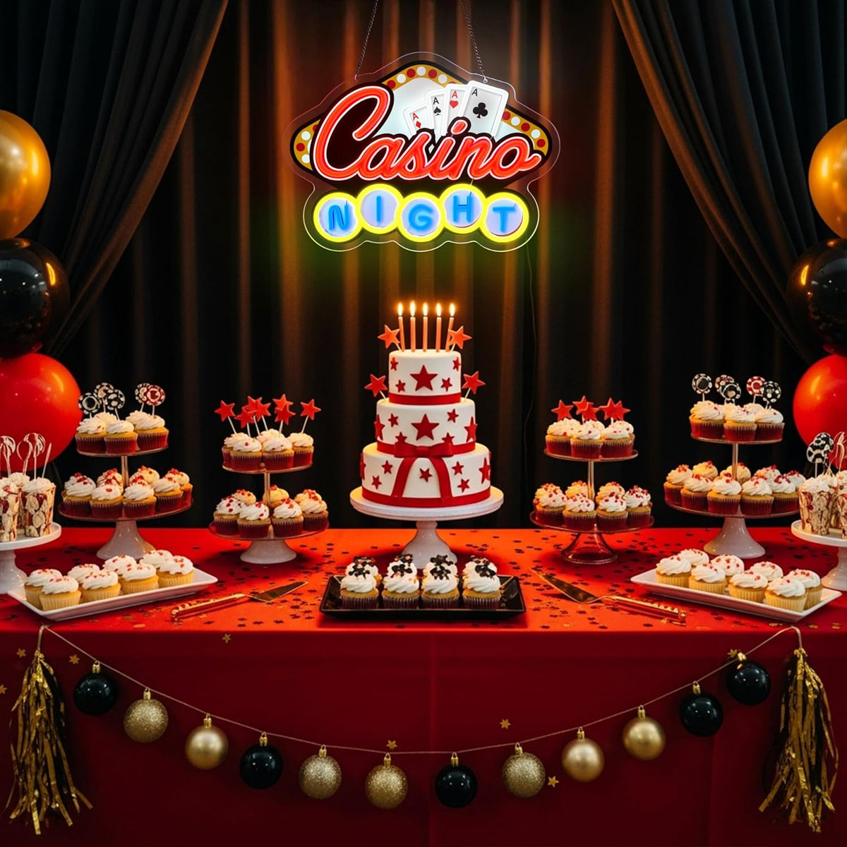 Casino Night Neon Sign for Wall Decor Casino Led Neon Light Dimmable Led Light Sign for Bar Casino Play Room Birthday Party Decor