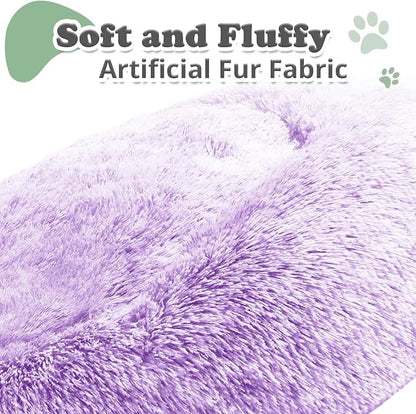 JOLLYVOGUE Dog & Cat Bed, Calming Anti-Anxiety Pet Bed for Small Dogs, Fluffy Donut Cushion for Small and Medium Pets (23")