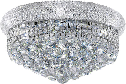 7-Light Crystal Flush Mount Chandelier Ceiling Light Fixture for Living Room Dining Room Bedroom Foyer Entryway Hallway Closet Bathroom (Chrome D18)