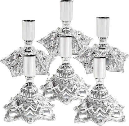 Candlestick Holders,Taper Candle Holder for Candlesticks Silver Plated Candle Metal Stick Candle Holders for Fireplace,Party, Dining,Wedding Decor,Fits 3/4 inch Thick Candle(Set of 6Pcs)