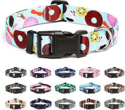 Mercano Adjustable Dog Collar - Special Design Patterns, Soft Nylon Comfortable Durable Pet Collar for Small Medium Large Dogs (L, Blue Cookie)