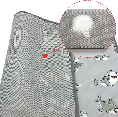 NACOCO Summer Pet Cooling Mat - Cat Dog Cushion Pad Sleeping Cool Sharks Comfortable Soft for Pets Kids and Adults (Grey Shark, M)