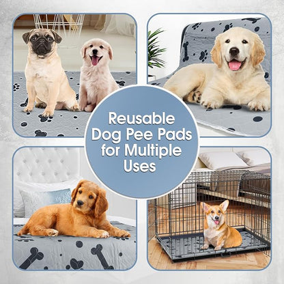 Washable Dog Pee Pads 2 Packs 48’’ x 48’’ Reusable Puppy Pads Waterproof with Non Slip Bottom, Heavy Absorbent Puppy Training Pads for Indoor Use