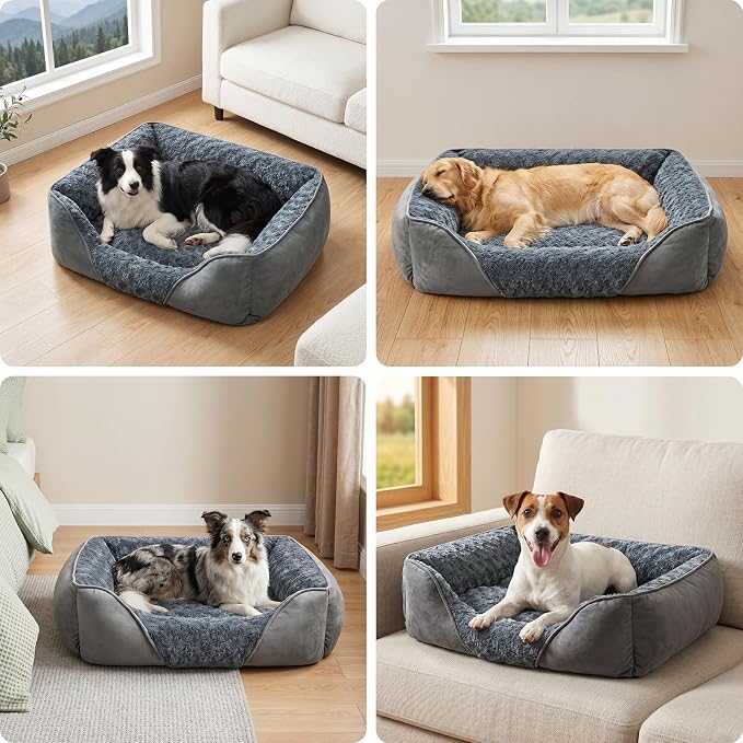 XX-Large Dog Bed for Large Medium Small Dogs, Rectangle Washable Dog Bed, Orthopedic Dog Bed, Soft Calming Sleeping Puppy Bed Durable Pet Cuddler with Anti-Slip Bottom XXL(42"x30"x10")