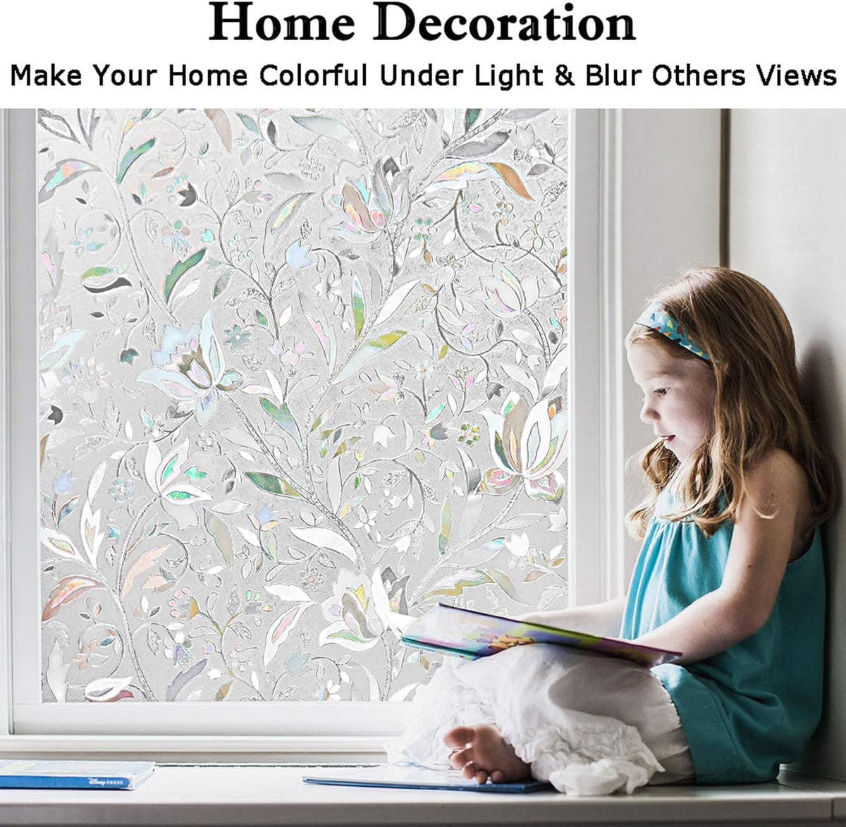 Kromapolis Window Film Privacy Frosted, Stained Glass Decorative Film, Static Window Clings, Non-Adhesive, No-Glue (35.4 x 78.7 inch)