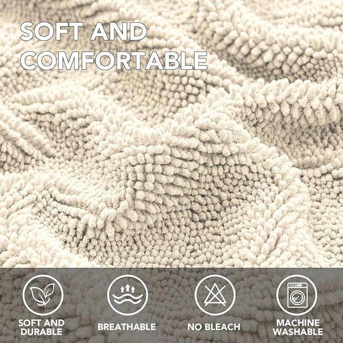 H.VERSAILTEX Non Slip Pet Couch Cover Chenille Dog Bed Protector Thick Soft Sofa Slipcover Pet Friendly Washable Couch Cushion Covers for Pets (52" x 82", Ivory)
