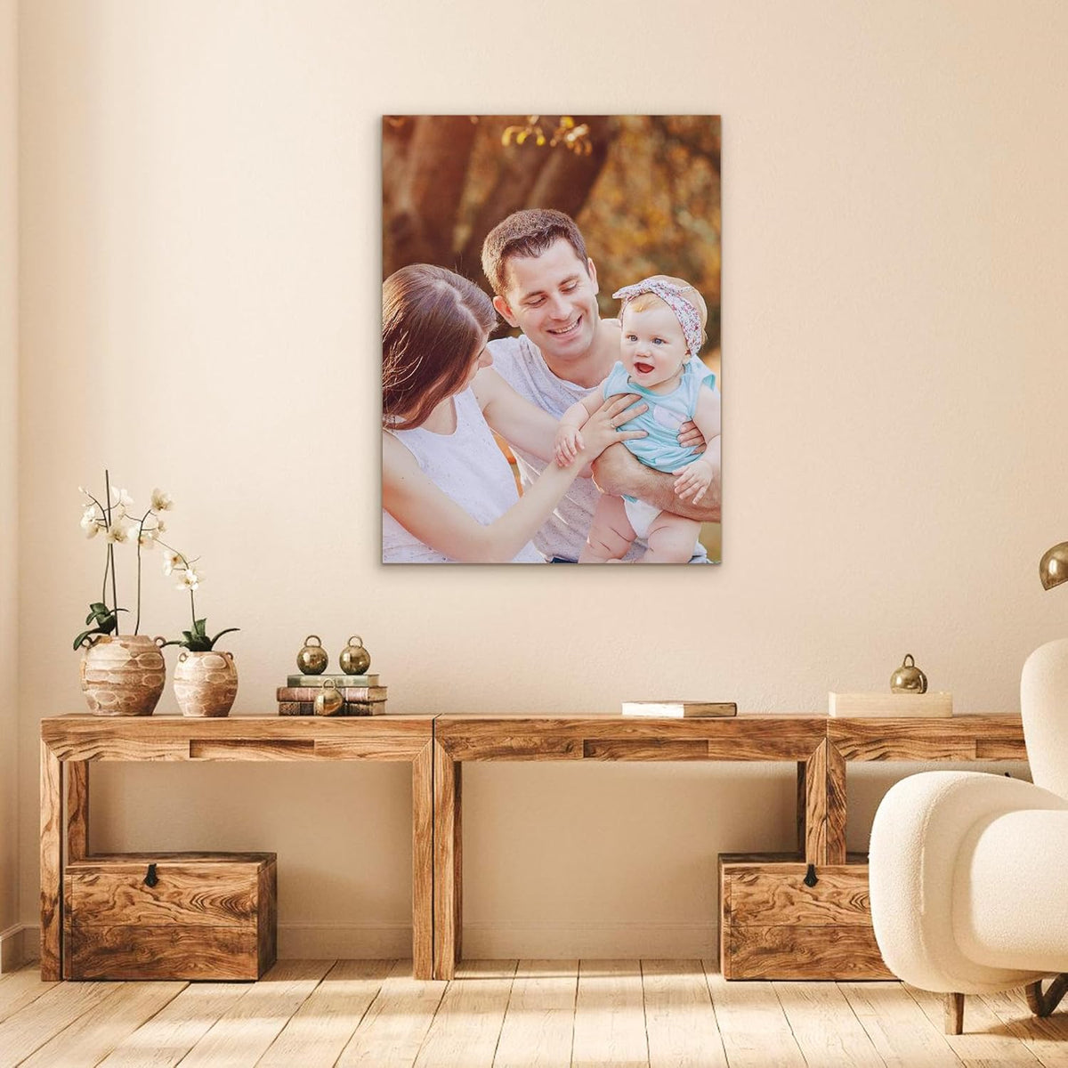 Custom Canvas Prints with Your Photos- Personalized Print Canvas Pictures, Custom Wall Art Gift for Living Room, Bedroom, Wedding Family Baby Pets Framed 14 x 11 inche