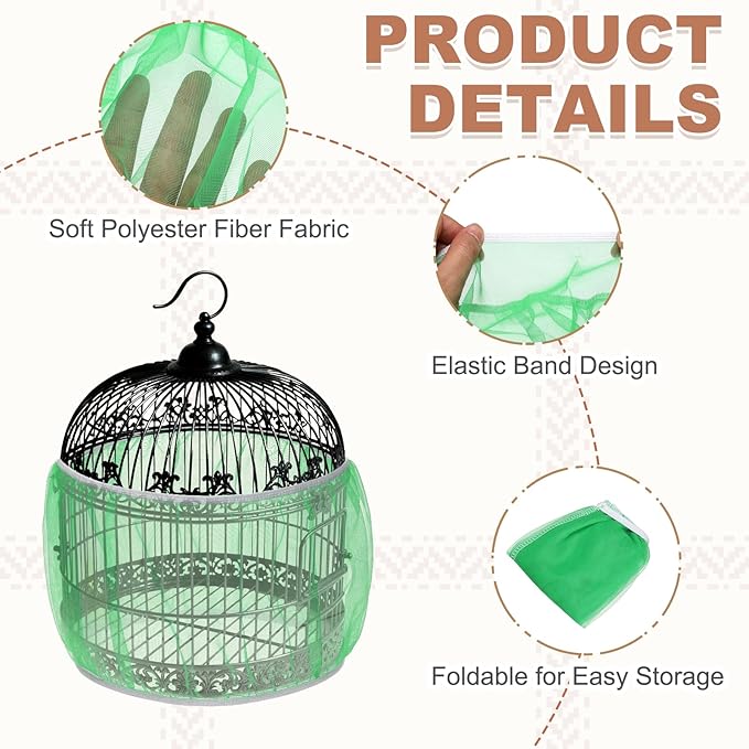 Bird Cage Seed Catcher, Bird Cage Net Cover Seeds Guard, Universal Birdcage Accessories, Blue/Green, Circumference 59.1"-78.7", Height 13.8" for Parrot Cockatiel Enclosures