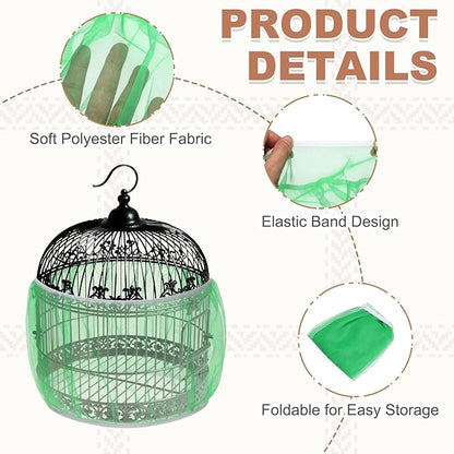 Bird Cage Seed Catcher, Bird Cage Net Cover Seeds Guard, Universal Birdcage Accessories, Blue/Green, Circumference 59.1"-78.7", Height 13.8" for Parrot Cockatiel Enclosures