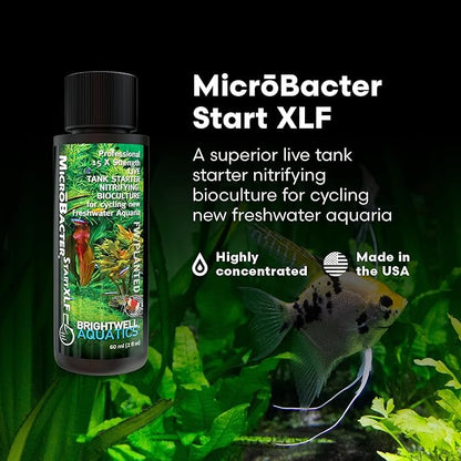Brightwell Aquatics MicroBacter Start XLF - Concentrated Freshwater Nitrifying Bacteria - Quick Start Fish Tank Starter, Lift Microbe Levels & Water Filtering - Aquarium Water Treatments, 4.22 fl oz