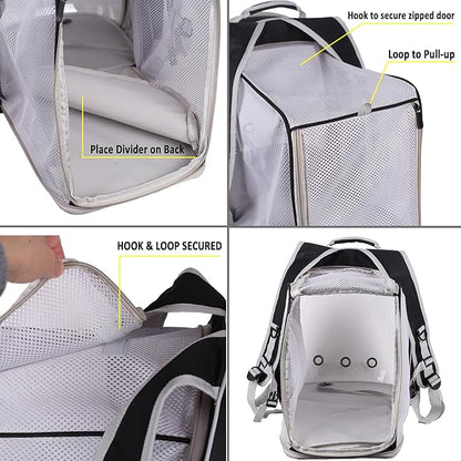 halinfer Dual Extension Pet Backpack Carrier for Large Cat and Small Puppy up to 20 Pounds, Clear Space Capsule Astronaut Transparent Bubble Window Pet Vet Travel Visit Bag