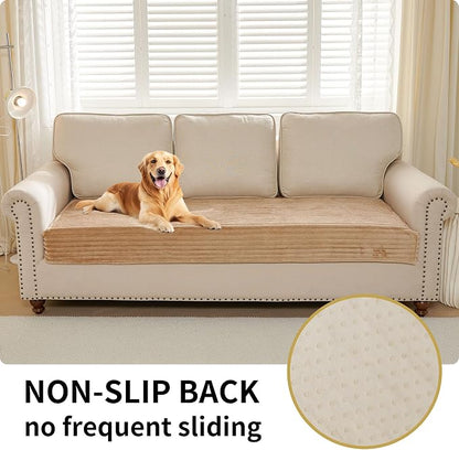 HAOMAIJIA Waterproof Couch Cover for Dogs Washable,Faux Fur Pet Couch Covers for Sofa,Soft Dog Bed Cover Non-Slip Couch Covers for 3 Cushion Couch Sofa Pet Friendly (Khaki, 35" x 47" 1 Pack)