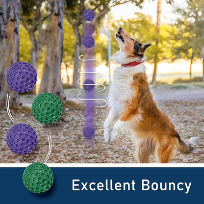 2 Pack Indestructible Squeaky Dog Balls for Aggressive Chewers, Durable Rubber Chew Toys for Teething, Anxiety Relief Perfect for Large, Medium Breeds, Indoor Outdoor Use