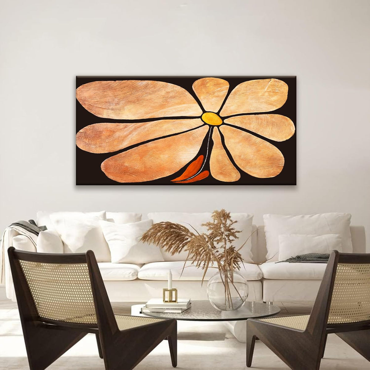 TAIJXAGSG Canvas Art Wall Decor Brown Flowers Abstract Wall Art For Living Room Picture Modern Landscape Abstract Art Painting Home Wall Decor 24"X 48" Bedroom Office Artwork