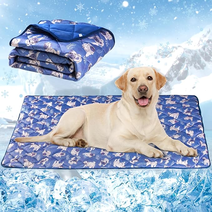 Dog Cooling Mat, Washable Dogs Cats Pet Non-Toxic Cooling Pads Summer Sleeping Kennel Mats，Pet Self Cool Ice Blanket for Indoor & Outdoor Dog Beach Essentials Large