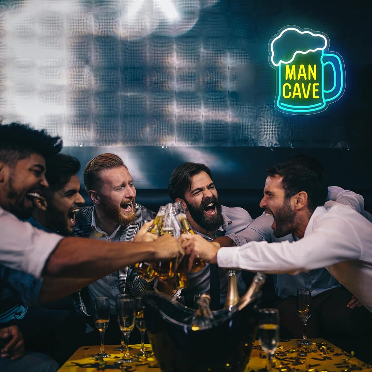 Man Cave Neon Sign, Beer Neon Signs for Wall Decor, Dimmable Acrylic Neon Lights for Man Cave Gamer Room Bedroom Bar Pub Party Decorations