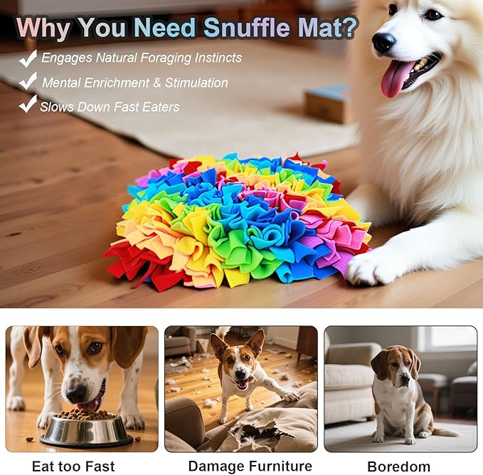 Snuffle Mat for Dogs - Dog Feeding Mat, Nosework Training Mats for Foraging Instinct, Enrichment Toys for Small/Medium/Large Dogs