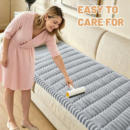 Waterproof Couch Cover for Dogs Washable,Nonslip Fuzzy Durable Pet Friendly | Soft Slipcovers for 3 Cushion Sofa Cover,Plush Thick Protector Fits Mat Bed Leather & Fabric Couches (Light Grey 27.6"x70.9")