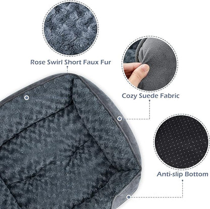 X-Large Dog Bed for Large, Medium, Small Dogs - Rectangle, Washable, Orthopedic, Soft Calming Sleeping Puppy Bed - Durable Pet Cuddler with Anti-Slip Bottom - XL (35"x25"x10")